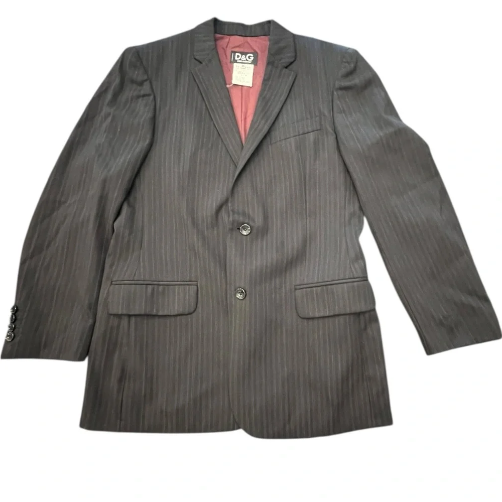 Dolce & Gabbana Mens Black Red Pin Stripe Blazer Jacket Vintage Luxury 36 COA‎